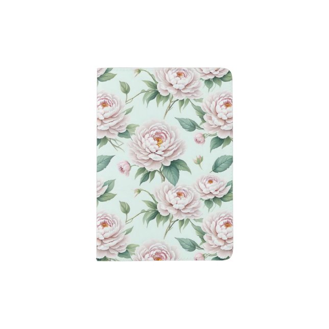 Beautiful and Elegant Peony Pattern Passport Holder (Front)