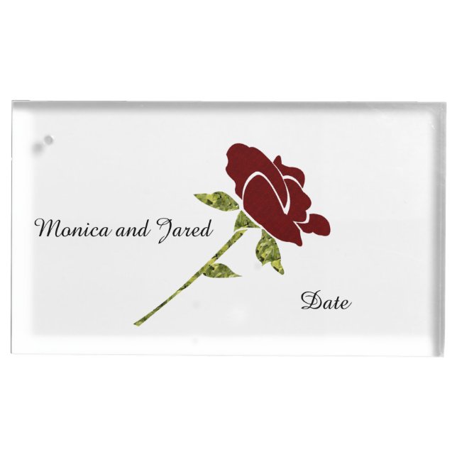 Beautiful and Elegant Red Rose Wedding Reception Place Card Holder (Front)