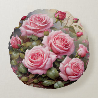 beautiful and elegant roses round pillow