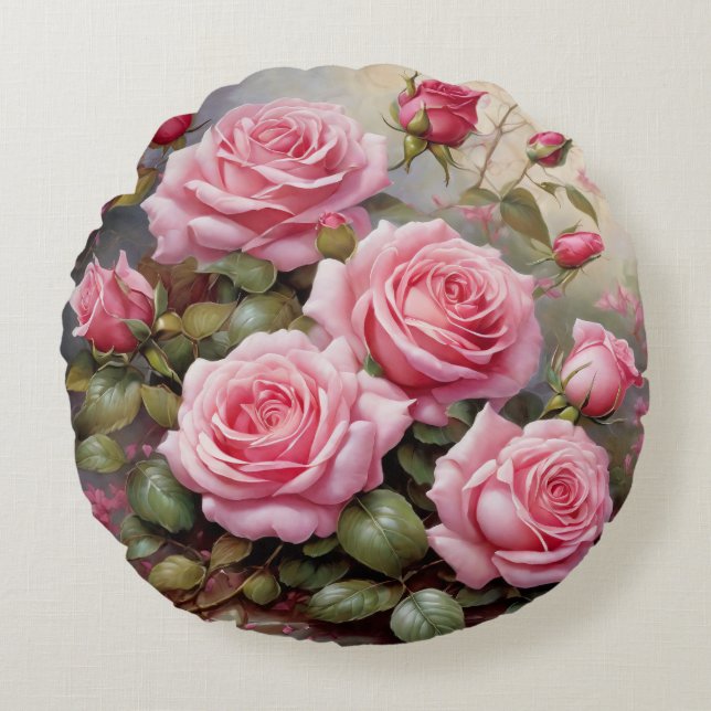 beautiful and elegant roses  round pillow (Front)