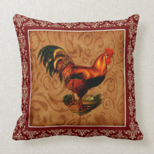 Beautiful and Elegant Rustic Country Rooster Throw Pillow