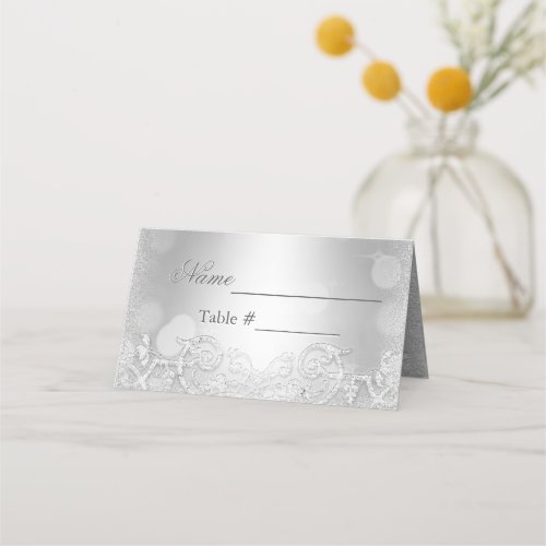Beautiful and Elegant Silver Bokeh Place Card