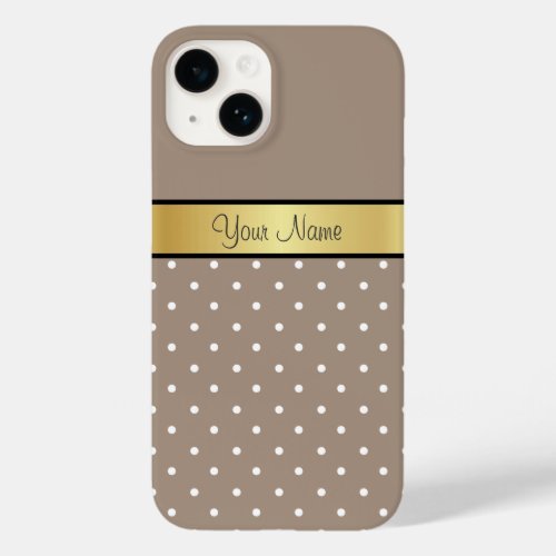 Beautiful and Elegant Straw Brown White Polka Dots Case_Mate iPhone 14 Case
