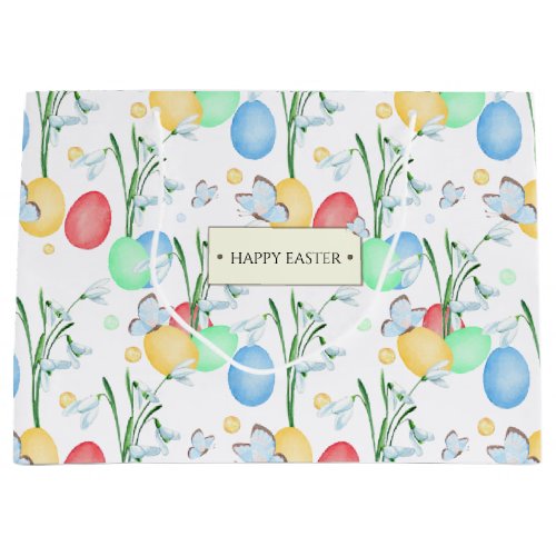 Beautiful and Elegant Watercolor Easter Pattern Large Gift Bag