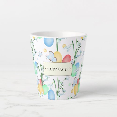 Beautiful and Elegant Watercolor Easter Pattern Latte Mug