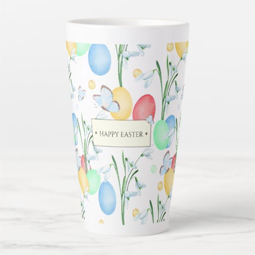 Beautiful and Elegant Watercolor Easter Pattern Latte Mug