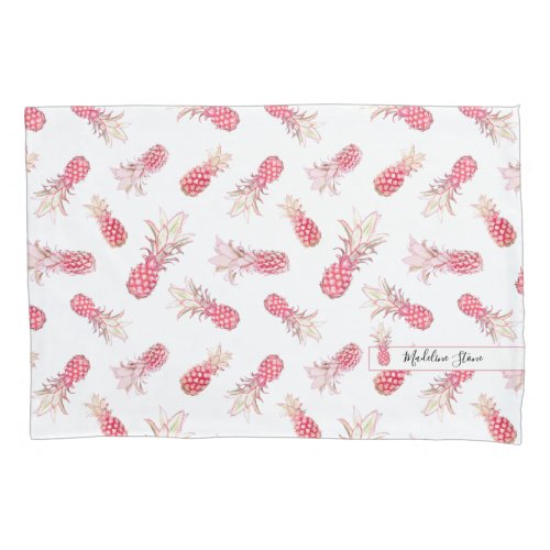 Beautiful and Exotic Pink Pineapples Watercolor Pillow Case