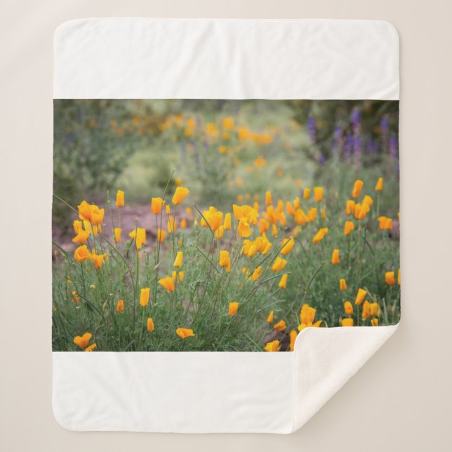 beautiful and fragrant wildflowers growing in tucs sherpa blanket (Front)