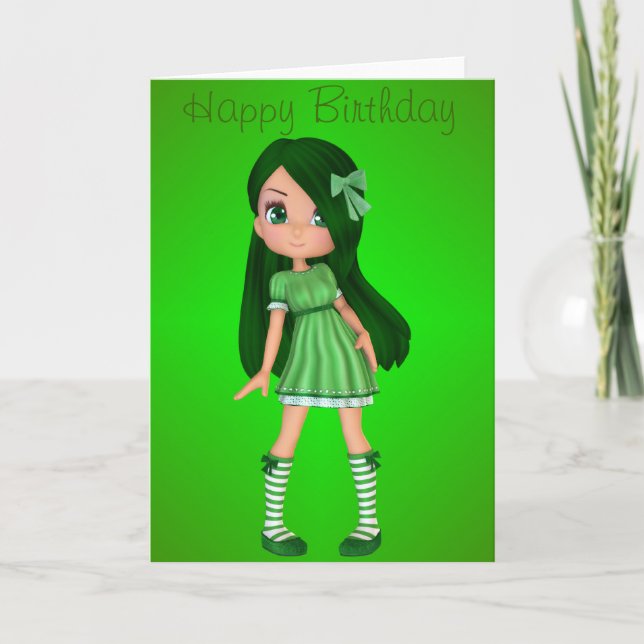 Beautiful and Green Happy Birthday Greeting Card (Front)