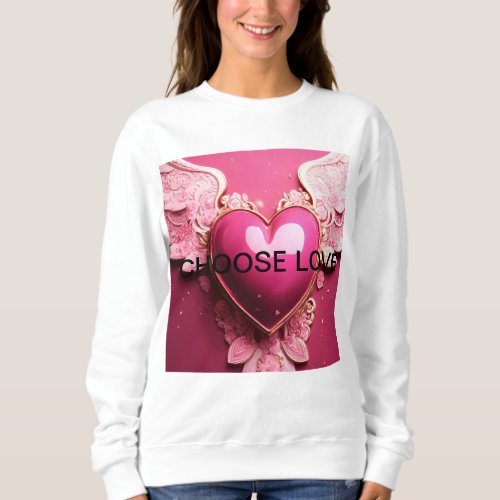Beautiful and perfect pink heart detailed digita sweatshirt