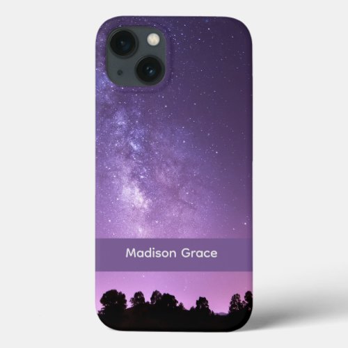Beautiful and Serene Purple Nighttime Starry Sky iPhone 13 Case