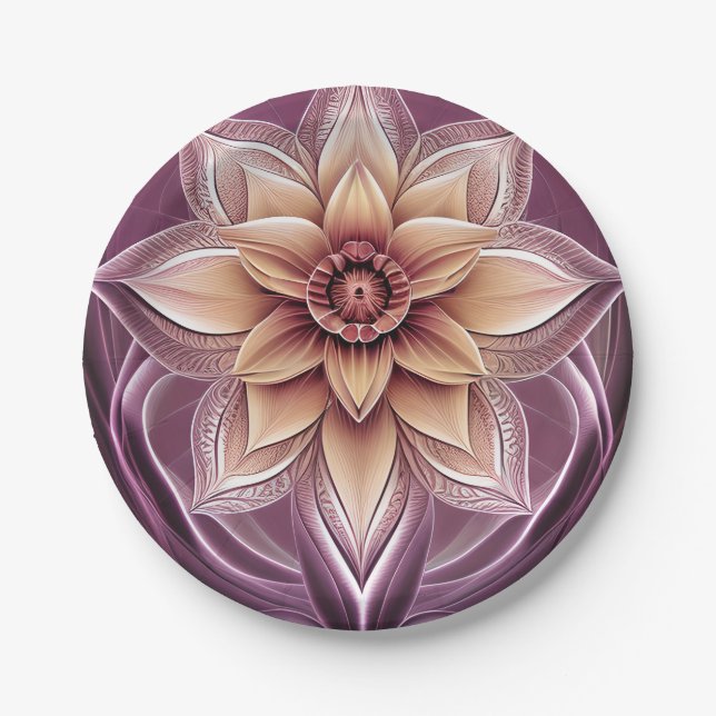 Beautiful and Stunning Modern Fantasy Lotus Flower Paper Plates (Front)