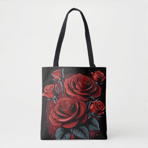 Beautiful and Stunning Red Rose Floral Design Tote Bag