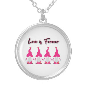 Beautiful and unique valentines gnomes silver plated necklace