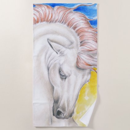 Beautiful Andalusian Rainbow Horse Beach Towel