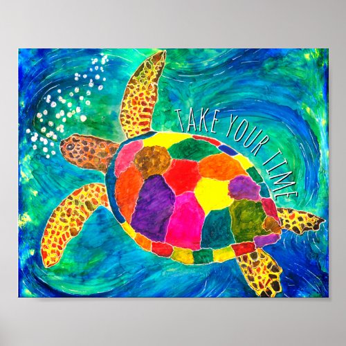Colorful Sea Turtle Poster