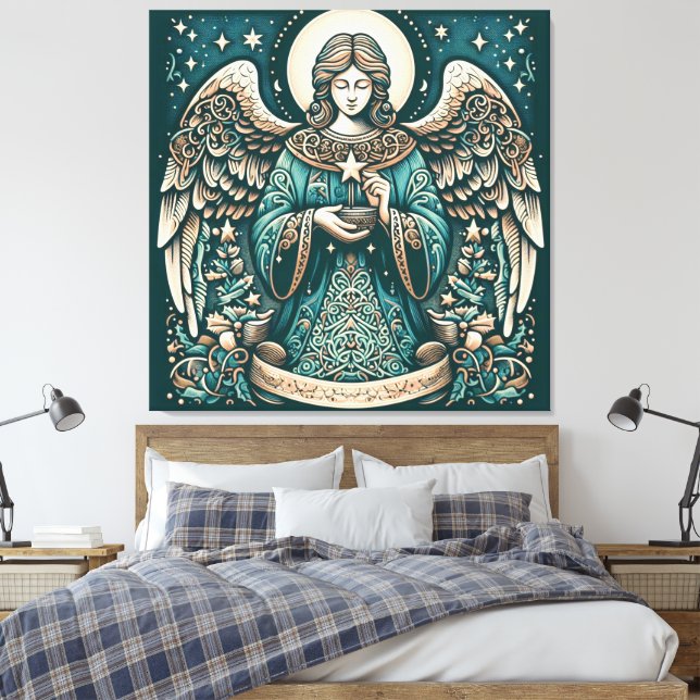 Beautiful Angel Beneath the stars Canvas Print (Insitu(Bedroom))