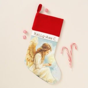 Beautiful Angel Custom name watercolor Christmas Christmas Stocking