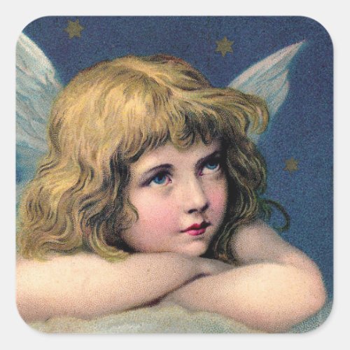 Beautiful Angel Etching Square Sticker