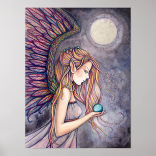 Beautiful Angel Fairy Watercolor Poster Print