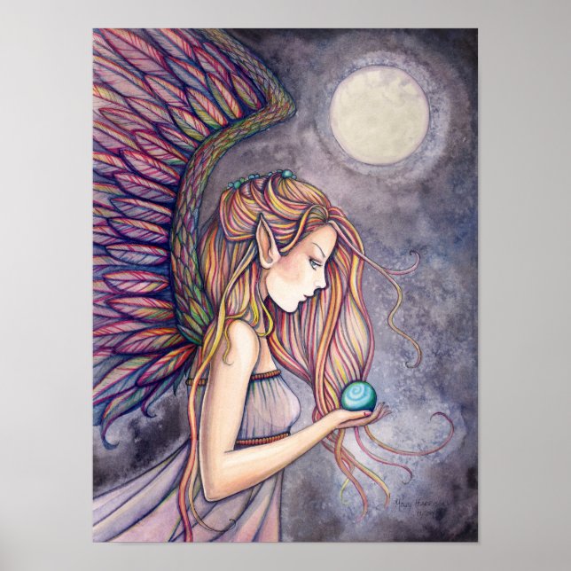 Beautiful Angel Fairy Watercolor Poster Print (Front)
