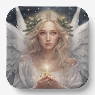 Beautiful Angel of Christmas Paper Plates