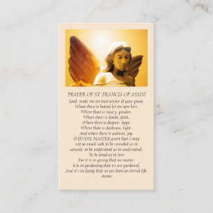 Beautiful Angel Sympathy Prayer Yellow Gold Orange Business Card