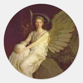 Beautiful Angel Vintage Classic Round Sticker by encore_arts at Zazzle