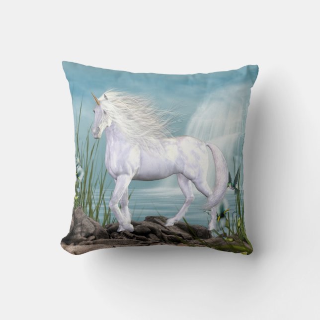 Beautiful Angel White Beauty Unicorn Pillow (Front)