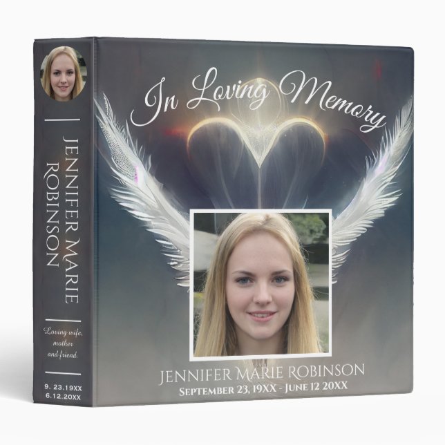 Beautiful Angel Wings 3 Ring Binder (Front/Spine)