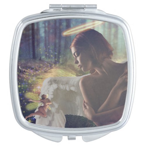Beautiful Angel with Fairy Fantasy Art Compact Mirror