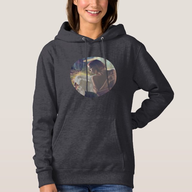 Beautiful Angel with Fairy Fantasy Art Hoodie (Front)