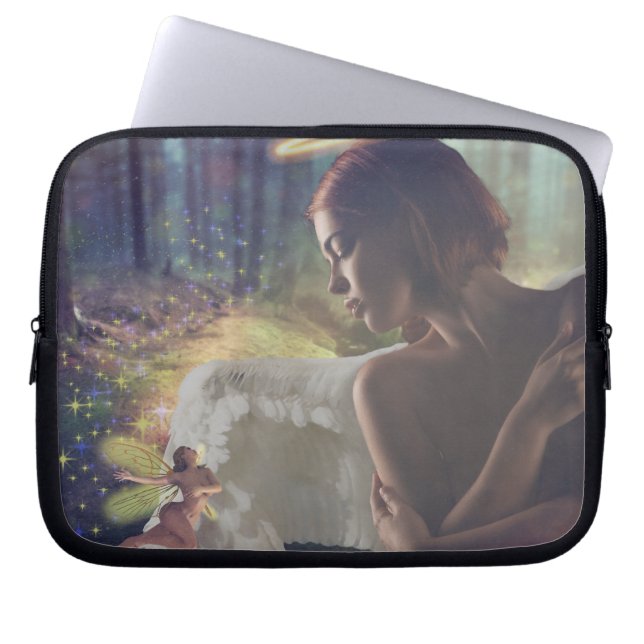 Beautiful Angel with Fairy Fantasy Art Laptop Sleeve (Front)