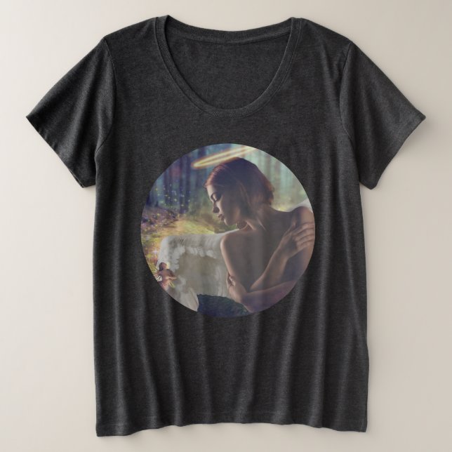 Beautiful Angel with Fairy Fantasy Art Plus Size T-Shirt (Design Front)