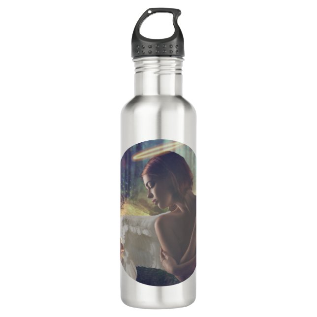Beautiful Angel with Fairy Fantasy Art Stainless Steel Water Bottle (Front)