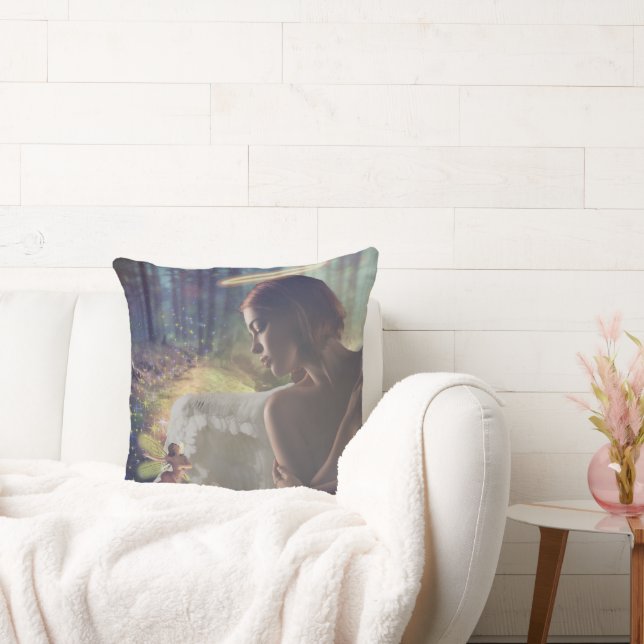 Beautiful Angel with Fairy Fantasy Art Throw Pillow (Couch)