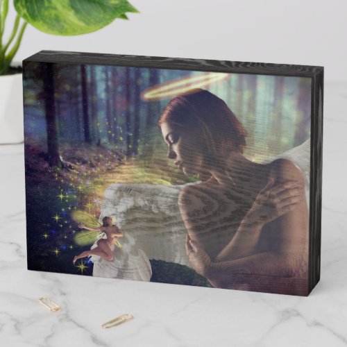 Beautiful Angel with Fairy Fantasy Art Wooden Box Sign