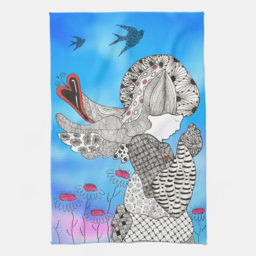 Beautiful Angel with Wings Kitchen Towel