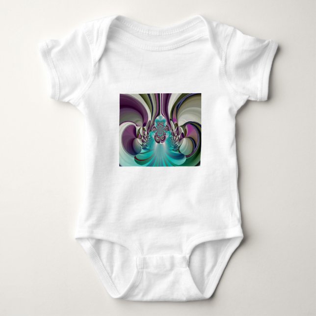 Beautiful Angelic Purple and Cyan Abstract Print Baby Bodysuit (Front)