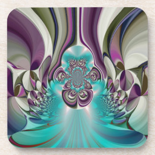Beautiful Angelic Purple and Cyan Abstract Print Beverage Coaster
