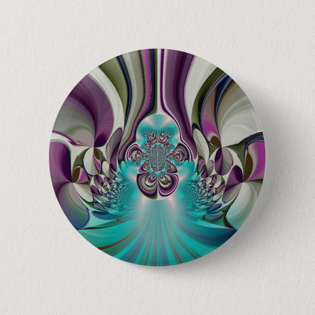 Beautiful Angelic Purple and Cyan Abstract Print Button (Front)
