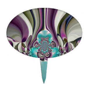 Beautiful Angelic Purple and Cyan Abstract Print Cake Topper