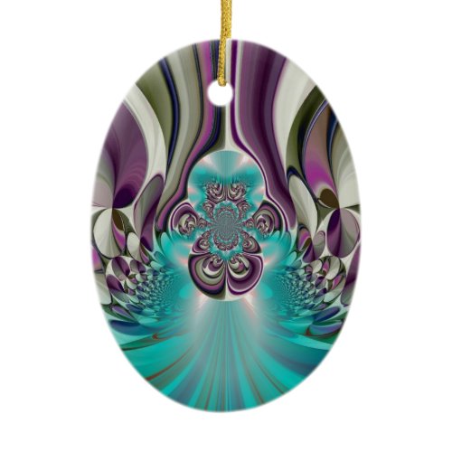 Beautiful Angelic Purple and Cyan Abstract Print Ceramic Ornament