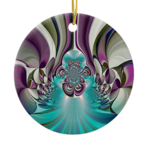 Beautiful Angelic Purple and Cyan Abstract Print Ceramic Ornament