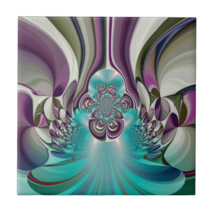 Beautiful Angelic Purple and Cyan Abstract Print Ceramic Tile