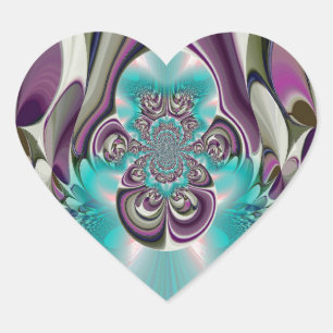 Beautiful Angelic Purple and Cyan Abstract Print Heart Sticker