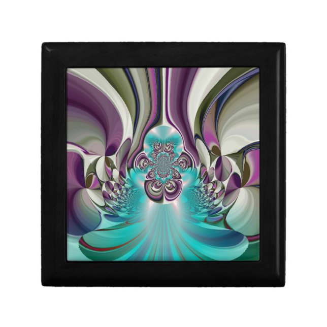 Beautiful Angelic Purple and Cyan Abstract Print Keepsake Box (Front)