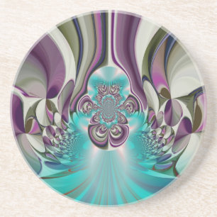 Beautiful Angelic Purple and Cyan Abstract Print Sandstone Coaster