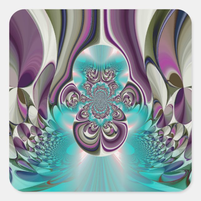 Beautiful Angelic Purple and Cyan Abstract Print Square Sticker (Front)