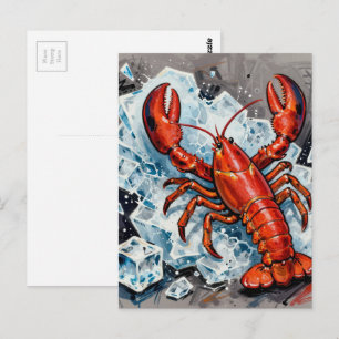 Beautiful Angry Maine Lobster Breaking Ice Blocks Postcard